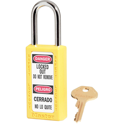 Cadenas de s&eacute;curit&eacute; Zenex 411, Jaune, Cl&eacute;s identiques, Thermoplastique, Largeur de 1-1/2" Les Fournitures Industrielles Méga
