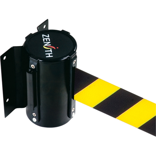 Wall Mount Barrier, Steel, Screw Mount, 7', Black/Yellow Tape Les Fournitures Industrielles Méga