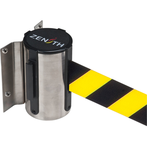 Wall Mount Barrier, Steel, Screw Mount, 7', Black/Yellow Tape Les Fournitures Industrielles Méga