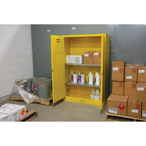 Armoire pour produits inflammables, 45 gal., 2 Porte(s), 43" La x 65" h x 18" p Les Fournitures Industrielles Méga