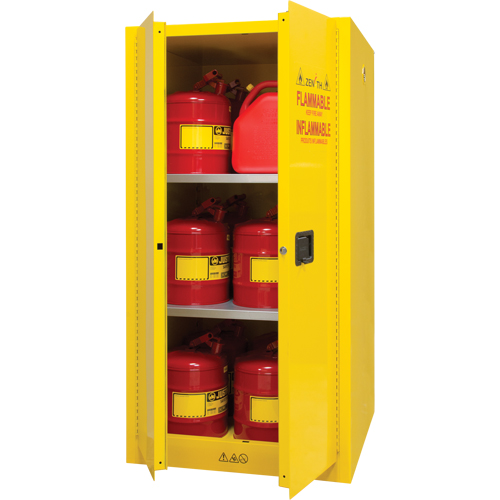 Flammable Storage Cabinet, 60 gal., 2 Door, 34" W x 65" H x 34" D Les Fournitures Industrielles Méga