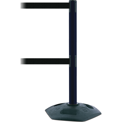 Poteau robuste &agrave; ligne double, Plastique, 38" h, Ruban Noir, Longueur du ruban 7,5' Les Fournitures Industrielles Méga