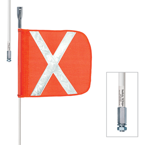 Safety Whip&reg; Heavy-Duty Whips, Threaded Mount, 3' High, Orange Les Fournitures Industrielles Méga