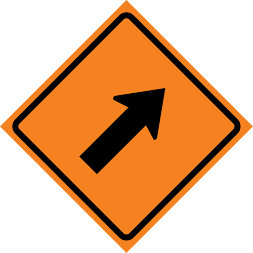 Right Diagonal Arrow Roll-Up Traffic Sign, 36" x 36", Vinyl, Pictogram Les Fournitures Industrielles Méga