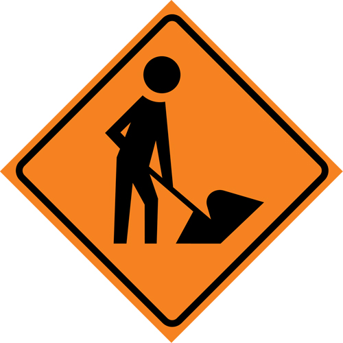 Men at Work Roll-Up Traffic Sign, 36" x 36", Vinyl, Pictogram Les Fournitures Industrielles Méga