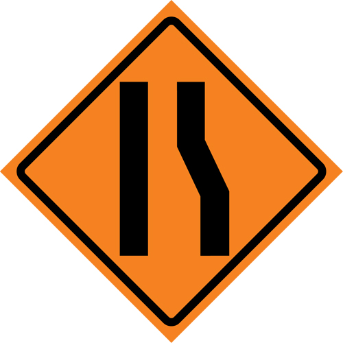 Merge Left Roll-Up Traffic Sign, 36" x 36", Vinyl, Pictogram Les Fournitures Industrielles Méga
