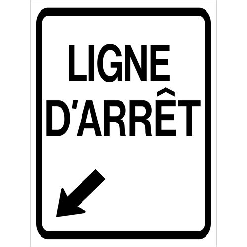 "Ligne d'Arr&ecirc;t" Roll-Up Traffic Sign, 23-3/5" x 29-1/2", Vinyl, French with Pictogram Les Fournitures Industrielles Méga