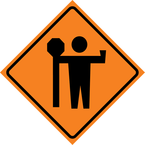 Flagman Roll-Up Sign Traffic Sign, 29-1/2" x 29-1/2", Vinyl, Pictogram Les Fournitures Industrielles Méga
