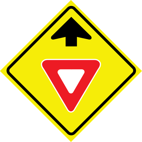 "Yield Ahead" Roll-Up Traffic Sign, 36" x 36", Vinyl, Pictogram Les Fournitures Industrielles Méga