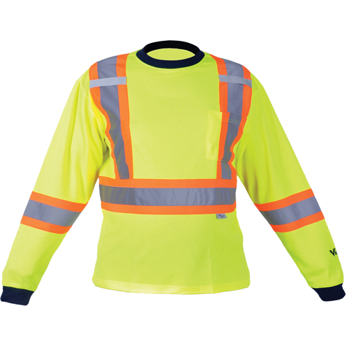 Chemise de s&eacute;curit&eacute; &agrave; manches longues, Polyester, Moyen, Jaune lime haute visibilit&eacute; Les Fournitures Industrielles Méga