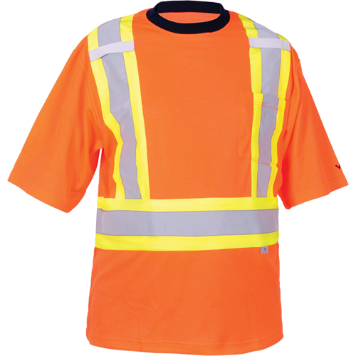 Safety T-Shirt, Polyester, Medium, High Visibility Orange Les Fournitures Industrielles Méga