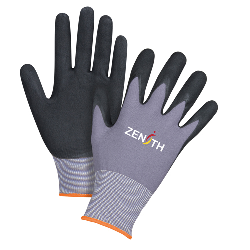 Gants ZX-1 de premi&egrave;re qualit&eacute; compatibles avec les &eacute;crans tactiles, 7/Petit, R&ecirc;vetement Nitrile/Mousse de nitrile, Calibre 15, Enveloppe en Nylon Les Fournitures Industrielles Méga
