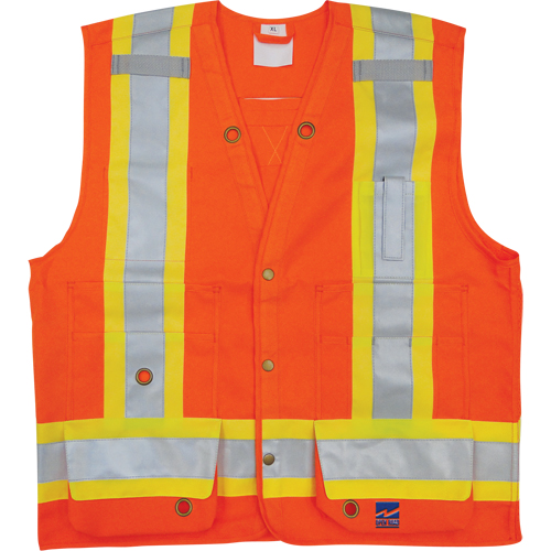 Surveyor Safety Vest, High Visibility Orange, Small, Polyester Les Fournitures Industrielles Méga