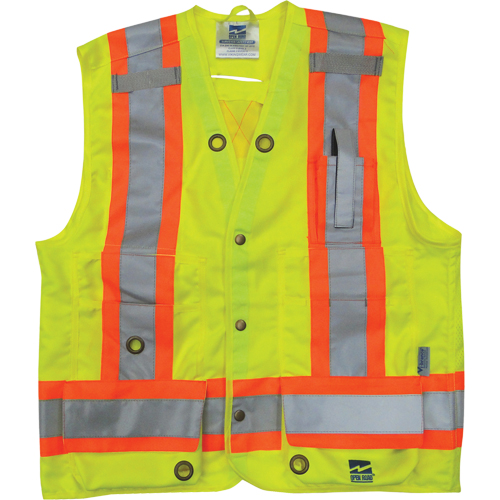 Surveyor Safety Vest, High Visibility Lime-Yellow, Small, Polyester Les Fournitures Industrielles Méga