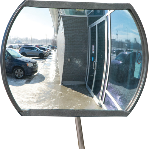 Miroir convexe rectangulaire/rond avec bras t&eacute;lescopique, 12" h x 18" la, Int&eacute;rieur/Ext&eacute;rieur Les Fournitures Industrielles Méga