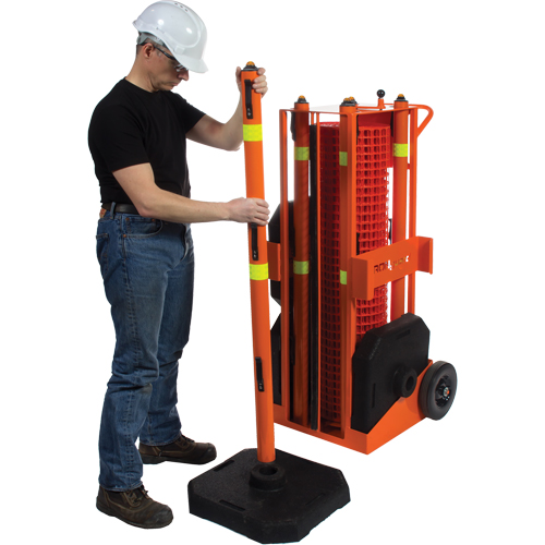 Zone de s&eacute;curit&eacute; portative , 100' lo, Acier, Orange Les Fournitures Industrielles Méga