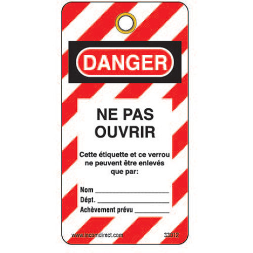 &eacute;tiquettes de verrouillage, Plastique, 3" la x 5-3/4" h, Français Les Fournitures Industrielles Méga