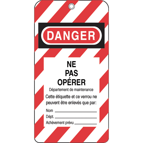 &eacute;tiquettes de verrouillage, Plastique, 3" la x 5-3/4" h, Français Les Fournitures Industrielles Méga