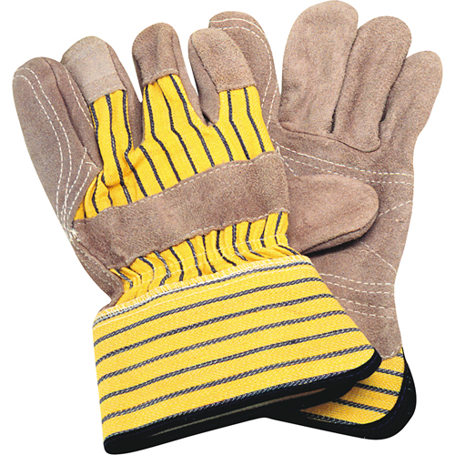 Gants d'ajusteur avec paume double, Grand, Paume en Cuir de vache refendu, Doublure en Coton Les Fournitures Industrielles Méga