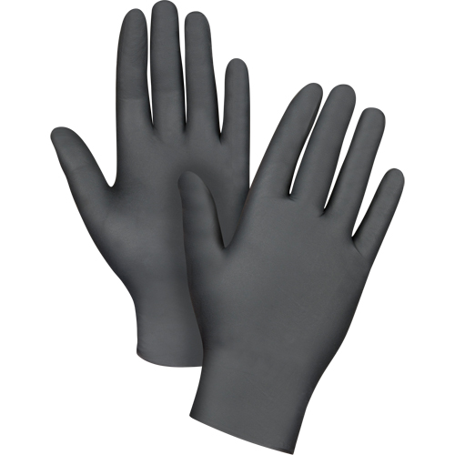 Gants jetables de calibre m&eacute;dical r&eacute;sistants &agrave; la perforation, 2T-Grand, Nitrile, 5 mils, Sans poudre, Noir, Classe 2 Les Fournitures Industrielles Méga