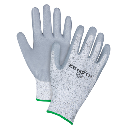 Gants &eacute;lastiques sans coutures r&eacute;sistants &agrave; la coupe, Taille Moyen/8, Calibre 13, Rev&ecirc;tement Nitrile, Enveloppe en PEHP, ANSI/ISEA 105 niveau 2/EN 388 niveau 3 Les Fournitures Industrielles Méga