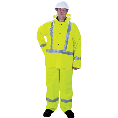 RZ900 Premium Traffic Rain Suit, Small, High Visibility Lime-Yellow Les Fournitures Industrielles Méga