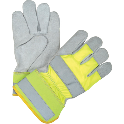 Yellow High-Visibility Winter-Lined Fitters Gloves, Large, Split Cowhide Palm, Thinsulate Inner Lining Les Fournitures Industrielles Méga