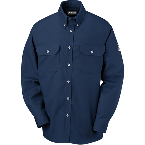 Flame-Resistant Cool Touch&reg; 2 Button Front Deluxe Shirts, Medium, Navy Blue Les Fournitures Industrielles Méga