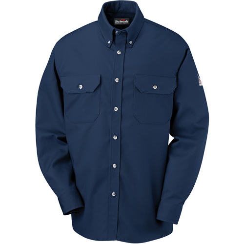Flame-Resistant Cool Touch&reg; 2 Button Front Deluxe Shirts, Small, Navy Blue Les Fournitures Industrielles Méga