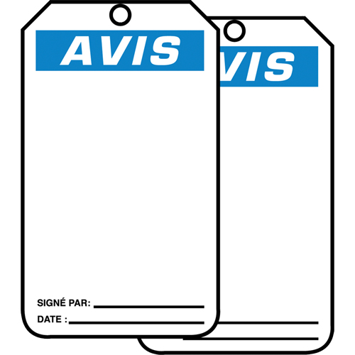 &eacute;tiquettes de s&eacute;curit&eacute; en français - &eacute;tiquettes avec ent&ecirc;ge vierge, Papier cartonn&eacute;, 3-1/8" la x 5-7/8" h, Français Les Fournitures Industrielles Méga