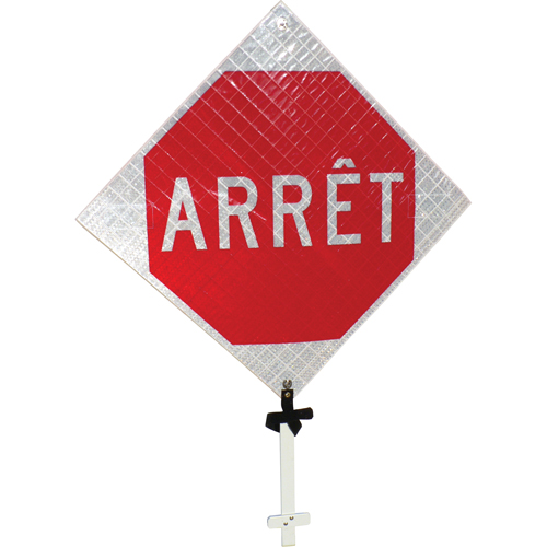 Enseigne sur poteau  Arr&ecirc;t , 24" x 24", Aluminium, Français Les Fournitures Industrielles Méga