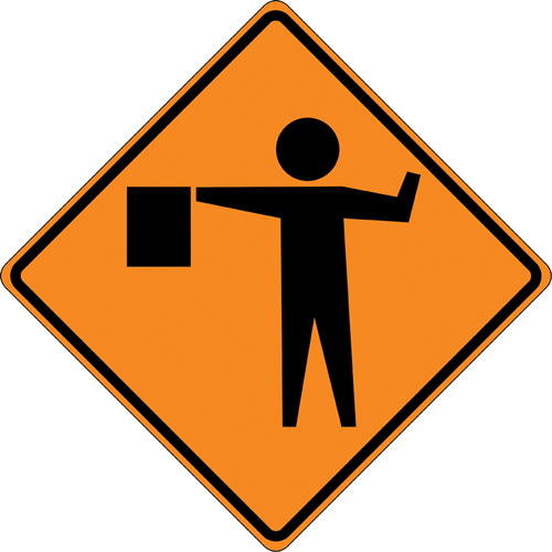 Panneau de construction enroulable - Tilt-Adjust signaleur, 36" x 36", Vinyle, Pictogramme Les Fournitures Industrielles Méga