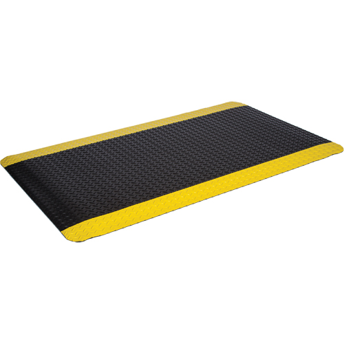 Tapis bord&eacute; de pont WD, Losange, 3' x 5' x 5/8", Noir/Jaune, &eacute;ponge Les Fournitures Industrielles Méga