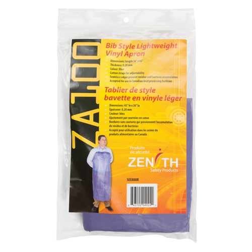 Lightweight Apron, Vinyl, 45" L x 36" W, Blue Les Fournitures Industrielles Méga