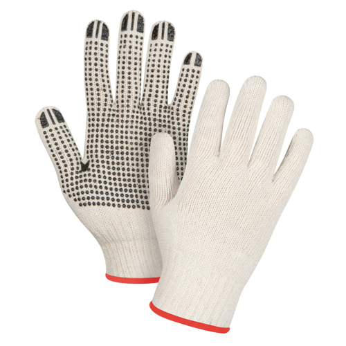 Gants l&eacute;gers tricot&eacute;s &agrave; pois, Poly/coton, Un c&ocirc;t&eacute;, Calibre 7, Petit Les Fournitures Industrielles Méga