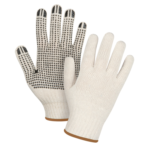 Heavyweight Dotted String Knit Gloves, Poly/Cotton, Single Sided, 7 Gauge, Large Les Fournitures Industrielles Méga