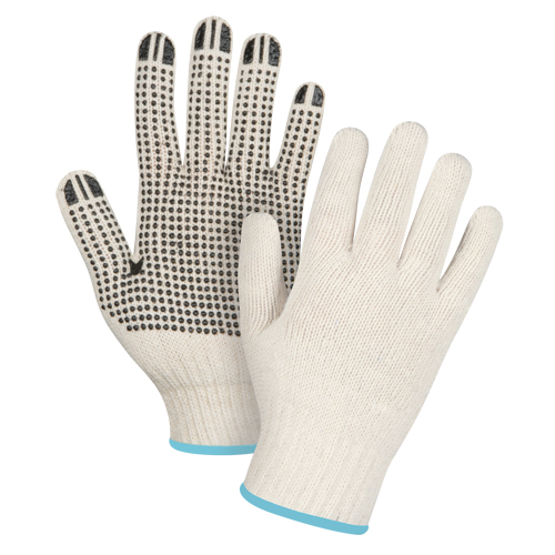 Gants l&eacute;gers tricot&eacute;s &agrave; pois, Poly/coton, Un c&ocirc;t&eacute;, Calibre 7, T-Grand Les Fournitures Industrielles Méga