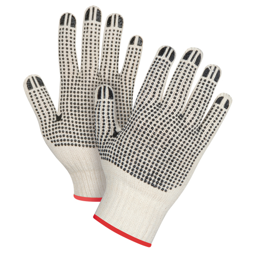 Gants tricot&eacute;s de poids lourd &agrave; deux c&ocirc;t&eacute;s avec pois, Poly/coton, Deux c&ocirc;t&eacute;s, Calibre 7, Petit Les Fournitures Industrielles Méga