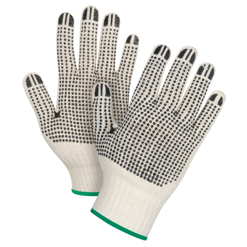 Heavyweight Double-Sided Dotted String Knit Gloves, Poly/Cotton, Double Sided, 7 Gauge, Medium Les Fournitures Industrielles Méga