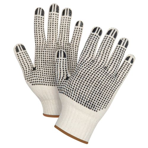 Gants tricot&eacute;s de poids lourd &agrave; deux c&ocirc;t&eacute;s avec pois, Poly/coton, Deux c&ocirc;t&eacute;s, Calibre 7, Grand Les Fournitures Industrielles Méga
