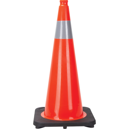 C&ocirc;ne de signalisation, 28", Orange, Bande(s) r&eacute;fl&eacute;chissante(s) 4" Les Fournitures Industrielles Méga