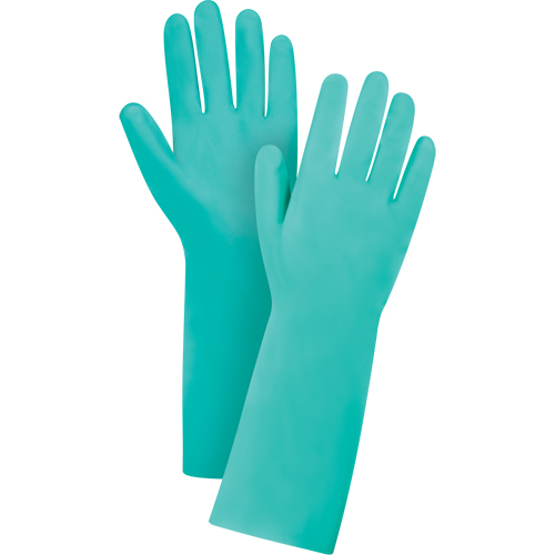 Gants de premi&egrave;re qualit&eacute; &agrave; prise en losange r&eacute;sistants aux produits chimiques, Taille Moyen/8, 15" lo, Nitrile, 22 mils Les Fournitures Industrielles Méga