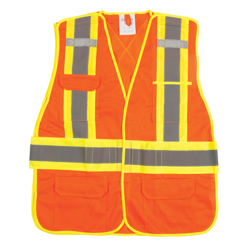 Veste d'arpenteur r&eacute;sistante aux flammes, Orange haute visibilit&eacute;, Moyen, Polyester Les Fournitures Industrielles Méga