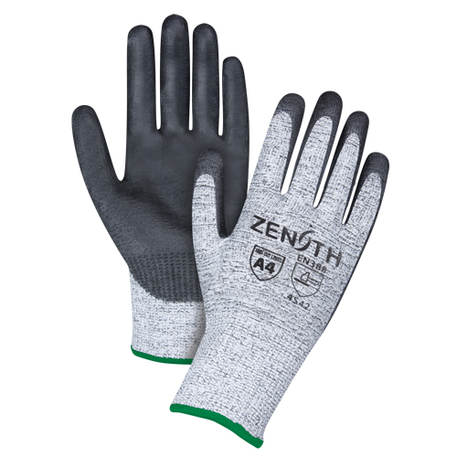 Gants &eacute;lastiques sans coutures r&eacute;sistants &agrave; la coupe, Taille Moyen/8, Calibre 13, Rev&ecirc;tement Polyur&eacute;thane, Enveloppe en PEHP, ANSI/ISEA 105 niveau 4/EN 388 niveau 5 Les Fournitures Industrielles Méga