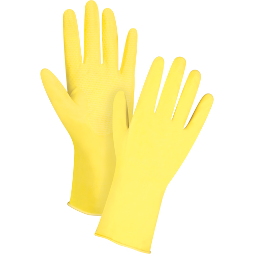 Gants jaune canari r&eacute;sistants aux produits chimiques, Taille 7, 12" lo, Latex, Doublure en Ouat&eacute;e, 15 mils Les Fournitures Industrielles Méga