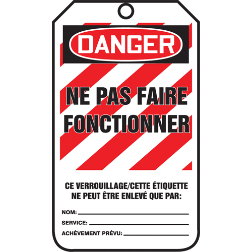 Lockout Tags, Plastic, 3-3/8" W x 5-5/8" H, French Les Fournitures Industrielles Méga