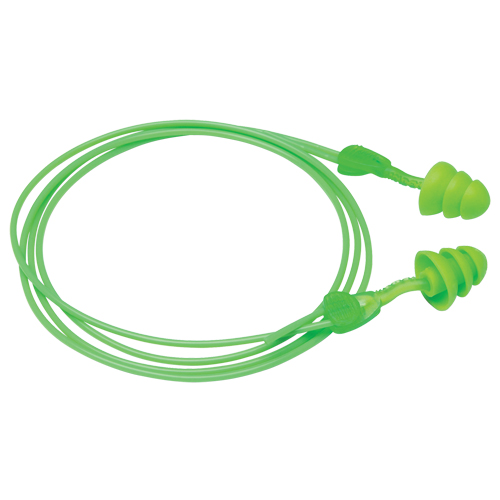 Bouchons d'oreilles r&eacute;utilisables Glide Trio, Avec cordon, Vrac - &agrave; nu, 27 dB NRR, Taille unique Les Fournitures Industrielles Méga