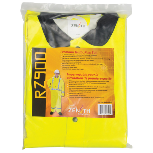 RZ900 Premium Traffic Rain Suit, Polyester/PVC, Medium, Lime-Yellow Les Fournitures Industrielles Méga