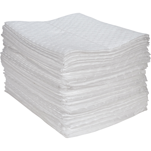 Premium Fine Fiber Sorbent Pads, Oil Only, 15" x 17", 30 gal. Absorbancy Les Fournitures Industrielles Méga
