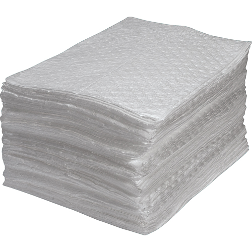 Premium Fine Fiber Sorbent Pads, Oil Only, 15" x 17", 25 gal. Absorbancy Les Fournitures Industrielles Méga